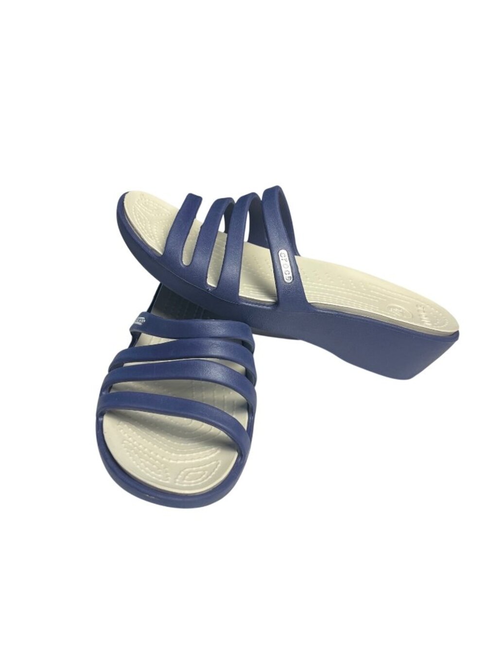 Crocs Womens 7  Blue Strappy Slide Sandals Comfort Lightweight casual, resort